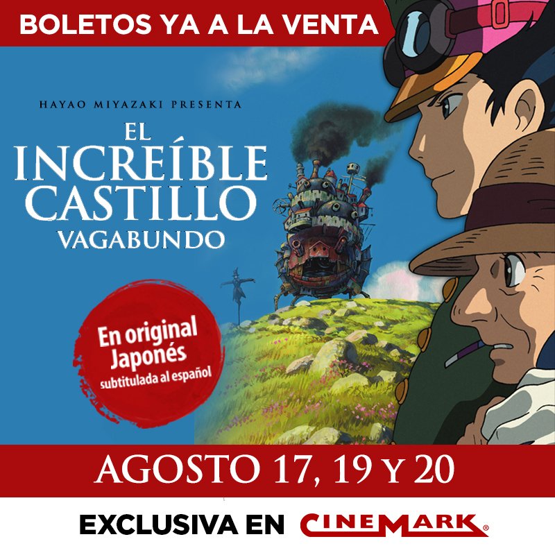 CinemarkSV's tweet photo. Esta noche no te pierdas #AnimeCinemark🇯🇵 y el gran estreno de El Castillo Vagabundo. Boletos en https://t.co/q15zOQbukk https://t.co/qmmxAIJB7a