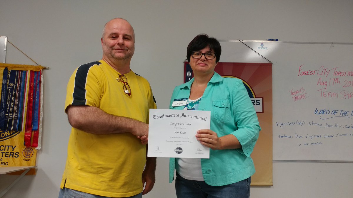 agfinn's tweet photo. Another Competent Leader at Forest City #Toastmasters! Go Kim! #ldnont #competentleader #leadership https://t.co/l5RbHYt52F
