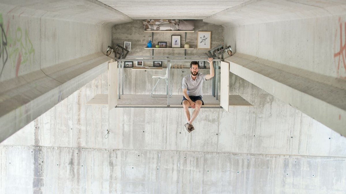 FastCompany's tweet image. This designer built a secret studio that hangs beneath an underpass buff.ly/2weXDll