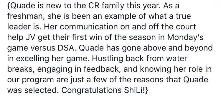 CRHS_VB's tweet image. Our Pack&apos;s JV Player of the Week is..🥁
SHILI QUADE #10
-----
Make sure to follow us on Instagram! Just Search @CRHS_VB