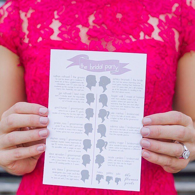 Fun and unique program ideas from A&amp;N's wedding. Shot by @younghearts_alex #ashleylindzonevents
