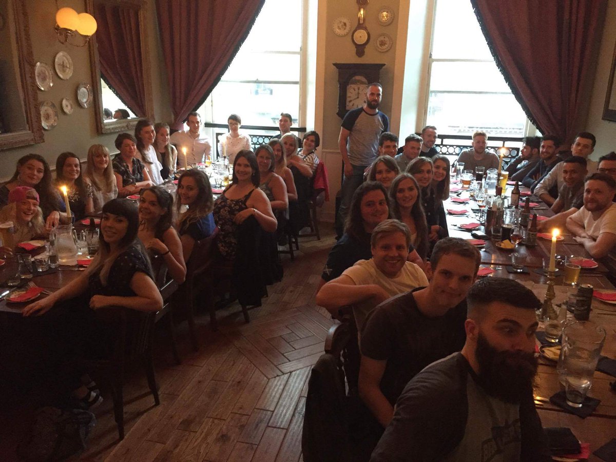 Scotland_DB's tweet photo. The Squad are out for a meal before the early start tomorrow. What a fine bunch! #teambonding #Euros2017 #EuroDodge2017 #glasgow #dodgeball https://t.co/GMTjQt7Ps5