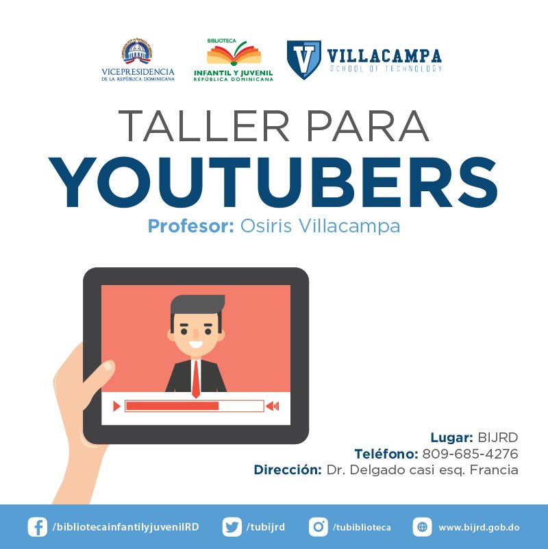 tuBijrd's tweet photo. AprendeEnTuBij
¿Cómo ser un #youtuber? Este taller con @villacampast te enseña todos sus secretos. ¡Inscríbete! 👇 https://t.co/dO36ViCi40