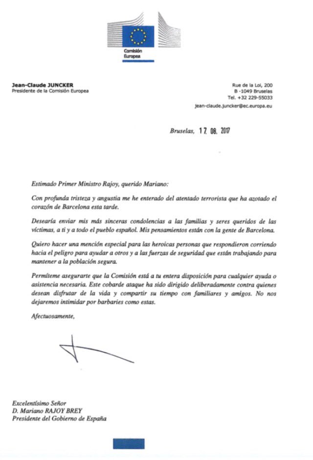 Mucha tristeza por el terrible atentado en #Barcelona. Todos con las familias y las victimas. Solidaridad de la <a href="/EU_Commission/">European Commission</a> con España.