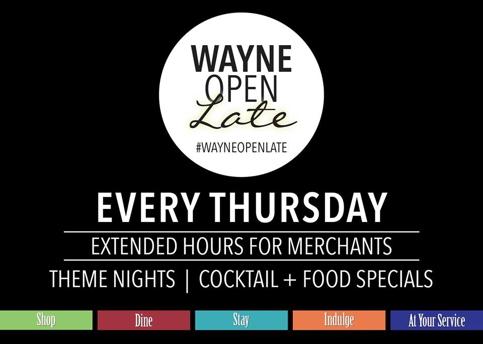 WayneHotel's tweet photo. #WayneOpenLate starts tonight! @ParamourWayne invites you to stop by for Liquid Therapy🍸 or Dinner🍴 before or after shopping! @waynepabiz https://t.co/GDJ9cvlORr