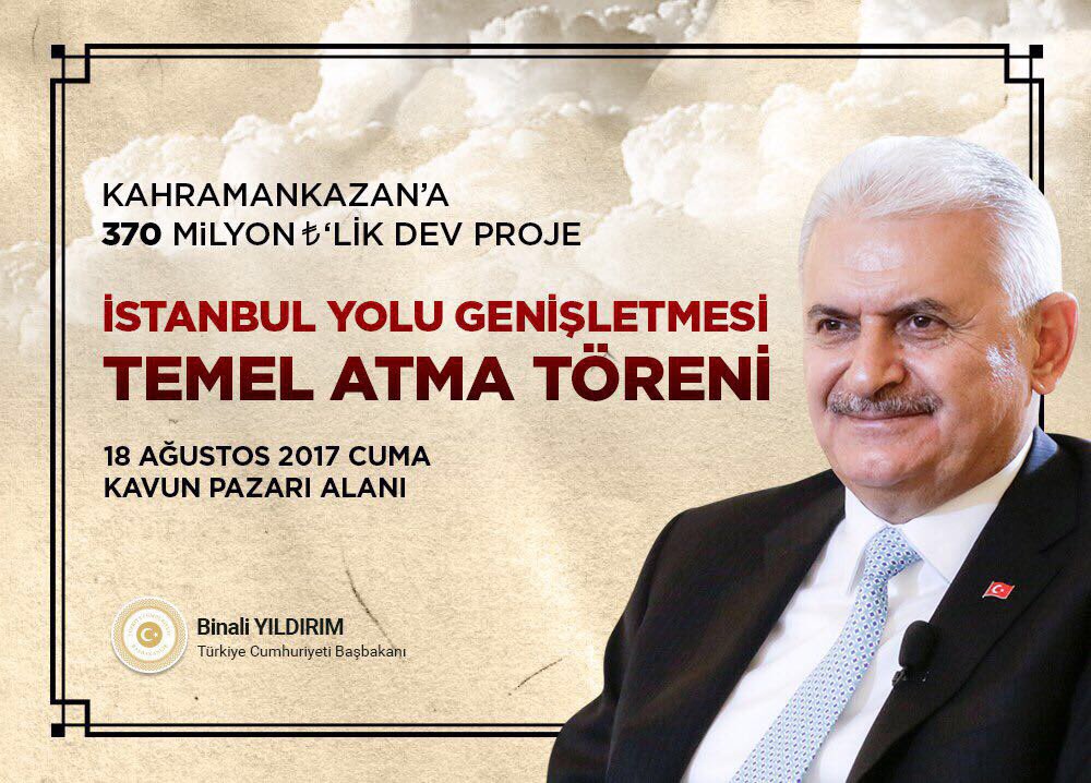 Başbakan Yıldırım, millete hizmet yolunda yeni eserlere imza atmak için yarın 14:00'te Kahramankazan'da vatandaşlarımızla buluşuyor.