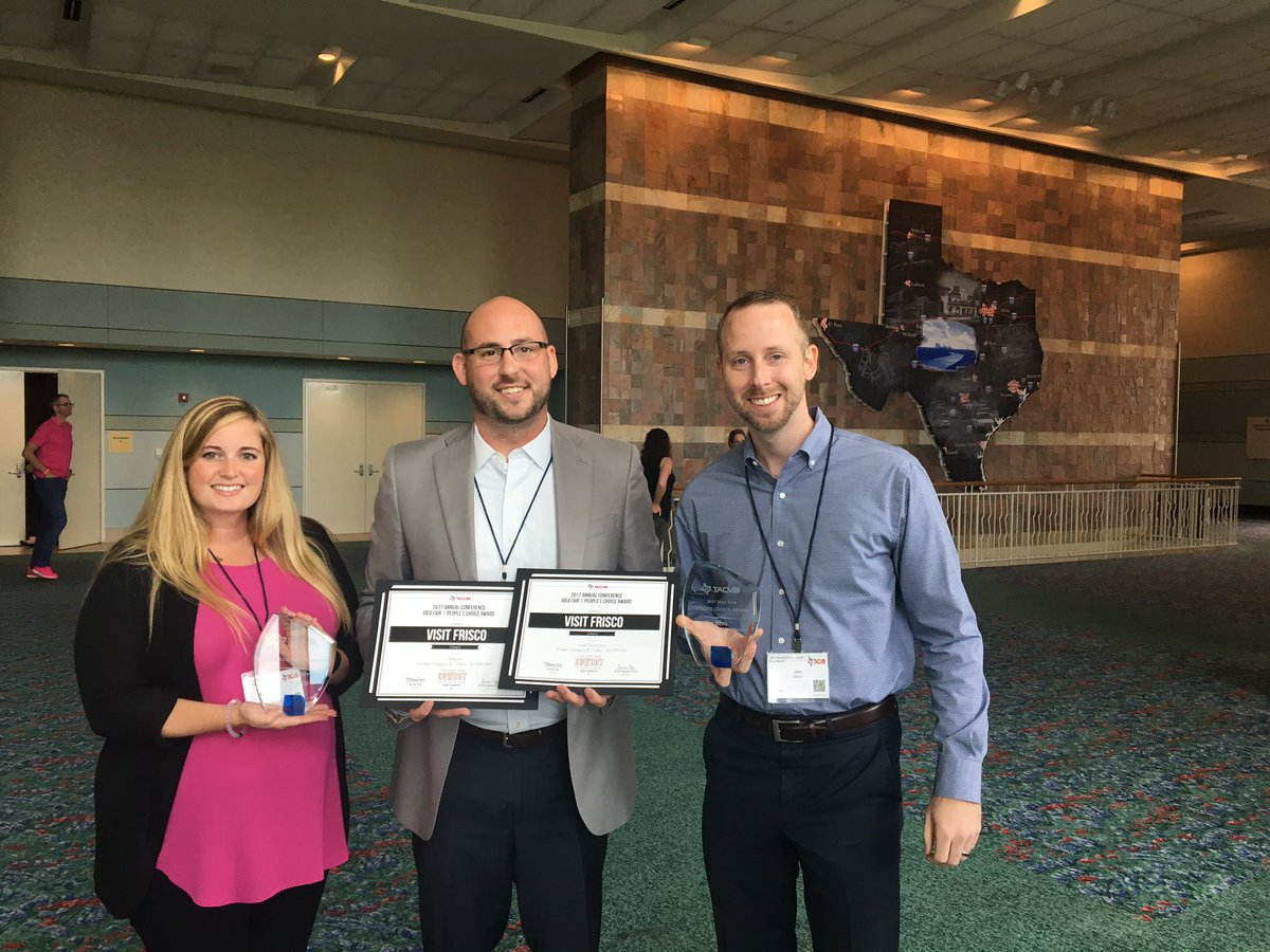 Visit_DFW's tweet photo. Congrats to our friends at @visitfriscotx and @DiscoverDenton! They received well-deserved recognition today at #TACVB17. Way to go, guys! 🎉 https://t.co/88U0ox9Vih