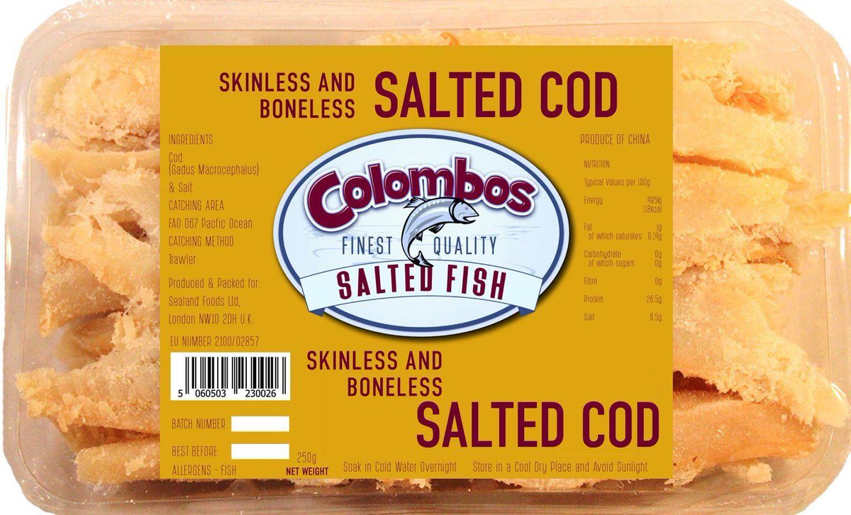 bluemtnpeak's tweet photo. Colombos Finest Quality Cod Skinless &amp; Boneless Salted Fish 250g (Box of 3) 
https://t.co/dW7mwLwuHM #saltfish #ackee #jamaicanfood https://t.co/cmXFLIge16