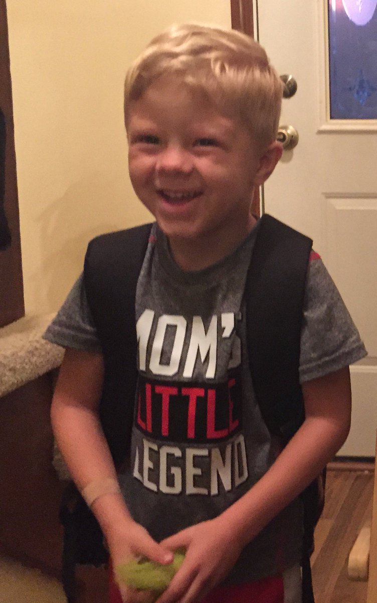 OrtmanMardy's tweet photo. Annual mother-son selfie. First day of preschool and first day at Olathe West. Go Owls! #OPSFirstDay https://t.co/bi9dbnedeQ