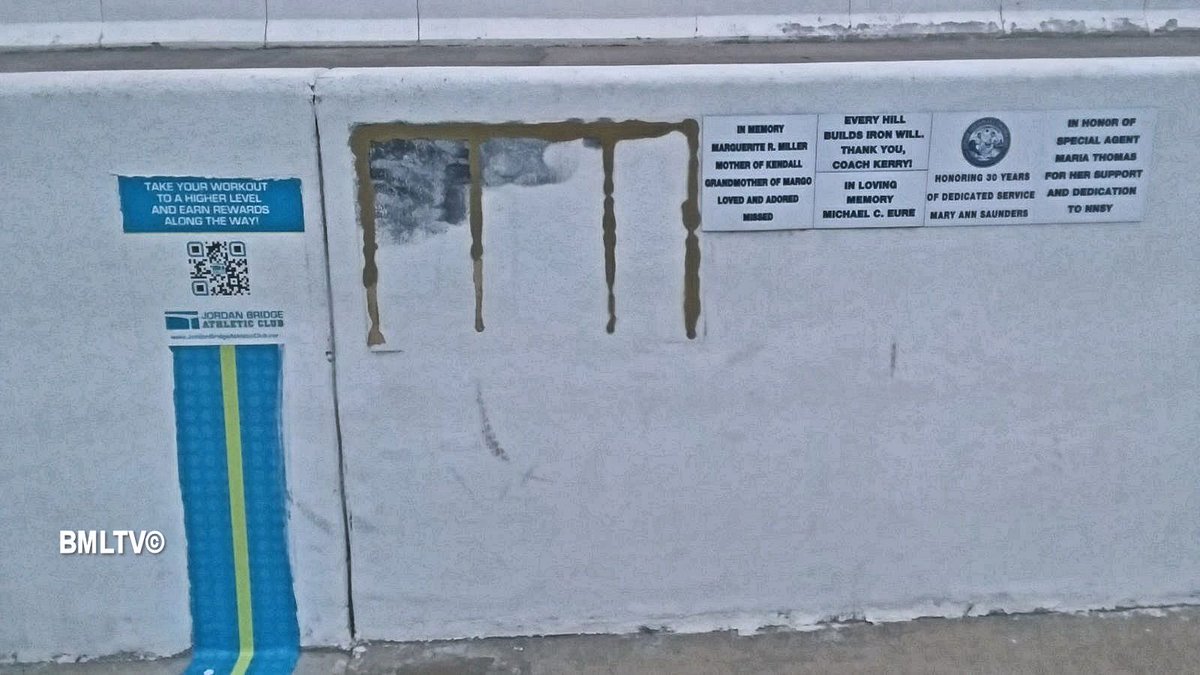 bmltv's tweet photo. #Advisory: Who is the disgusting coward who tore down the “in memory of plaque” at the top of the @JordanBridgeVA? #SNJB #HRVA #ChesapeakeVA https://t.co/A7Fs3961Ds