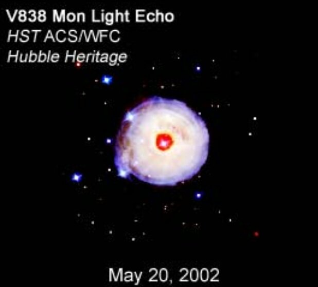 OneStarADay's tweet photo. V838 Monocerotis (V838 Mon)
A star exploding at a speed faster than light in #Monoceros?? Nope. But...a most interesting case of #lightEcho https://t.co/TpVZ6HKQBu