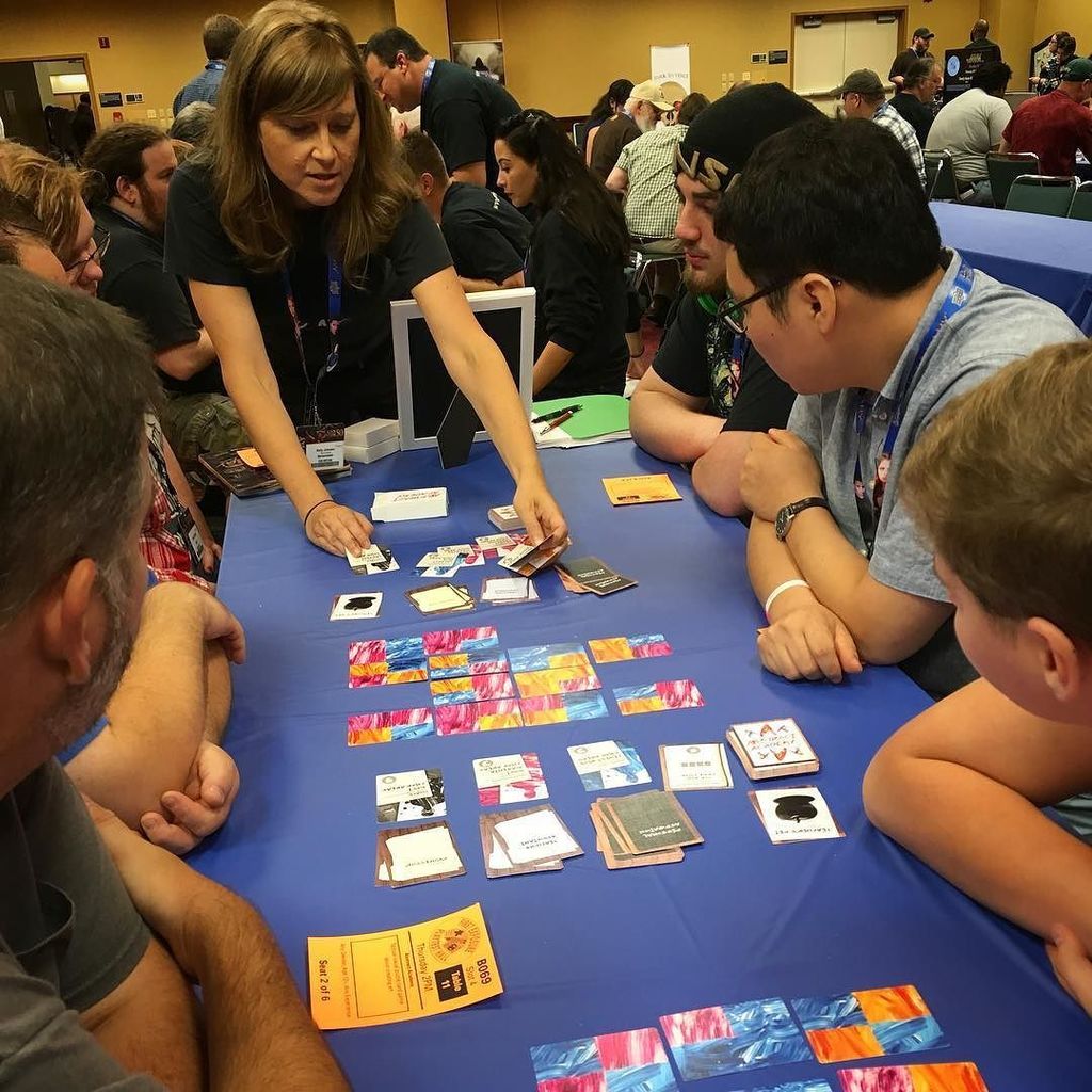 FlatoutGames's tweet photo. Playtesting is rocking at the First Exposure Playtest Hall! (Near Will Call) Come play! #gencon #abstractacademy #β¦ https://t.co/I5EGT91aXk https://t.co/EFEe9rA8Ai