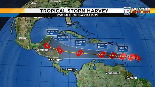 Tropical Storm Harvey has formed 250 miles east of Barbados. It is not a threat to South Florida! https://t.co/SpbR08zlcg