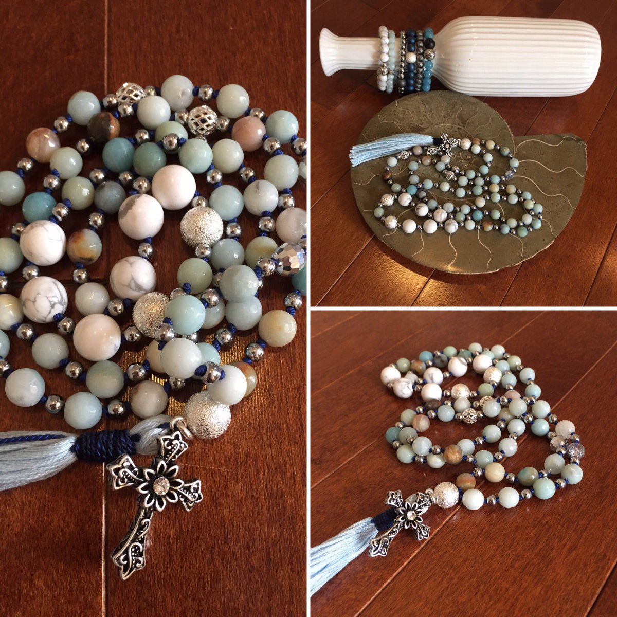 Custom made rosary for a lucky lady who's family is thankful for her faith and for her commitment to them #gemstonerosary #happyanniversary