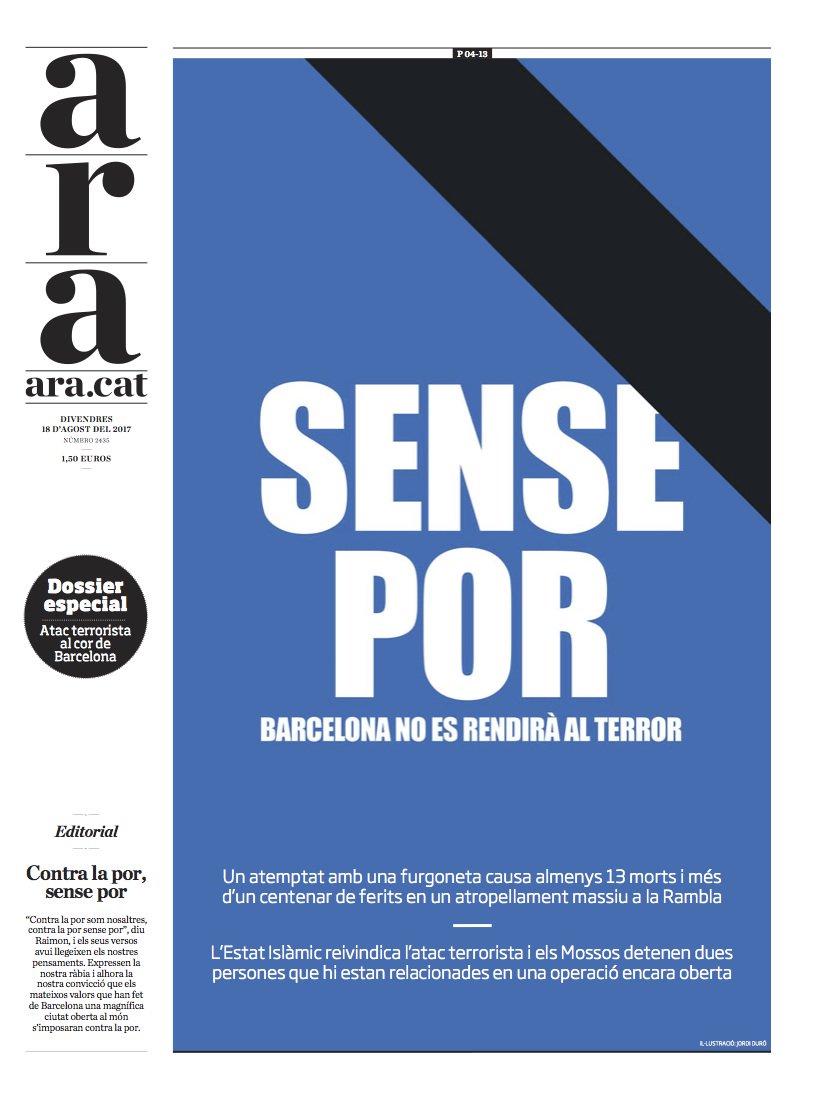 diariARA on X: ""Sense por", portada de l'ARA https://t.co/TWGBKMXtRm  https://t.co/bsB8RCI8qH" / X