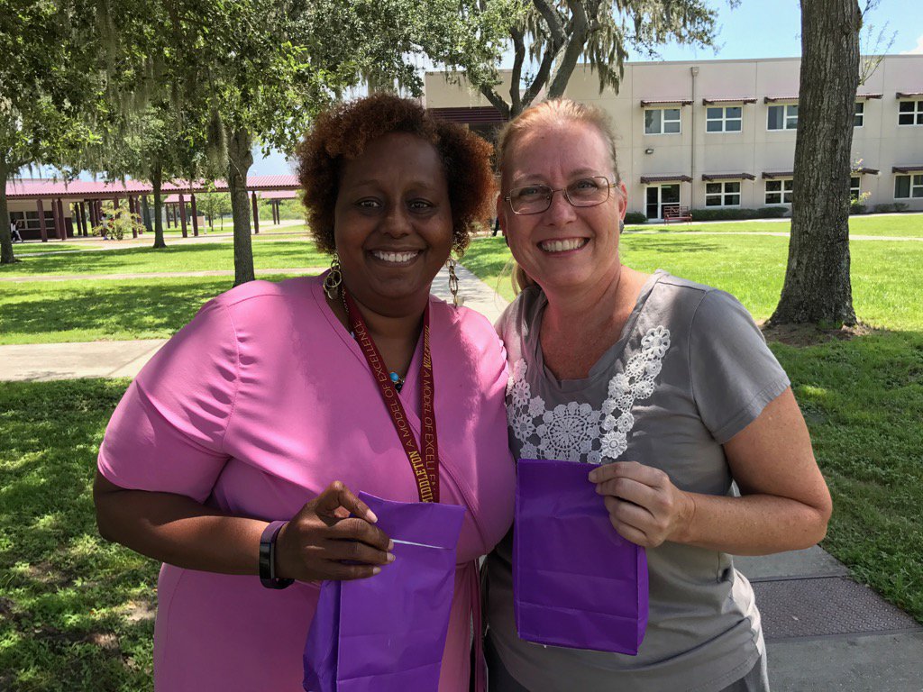 T_MadTeach's tweet photo. What a surprise! We were visited by NBCT prize patrol! Great goodies! Thanks @HNBCT, @AimeeBallans, @nsabrinagates https://t.co/uM2Vwgh4g0