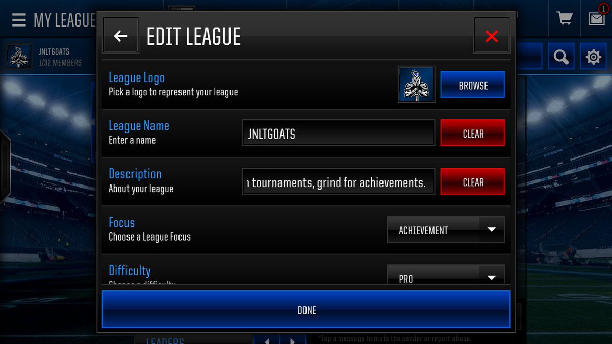 thedrewcraft65's tweet photo. If anyone needs a league in Madden Mobile Join JNLTGOATS, I made it today and we got 12 ppl already, we grind for the achievements https://t.co/xSmrU4tRrb