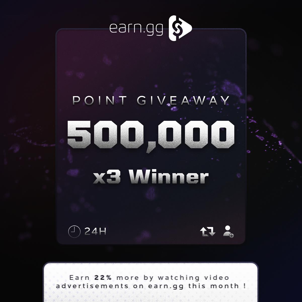 500k Points x 3 Winners Giveaway: RT + Follow to enter... Drawn in 24 hours!