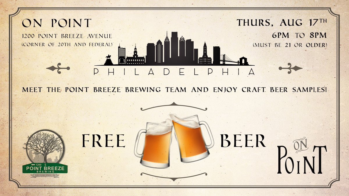 PointBreezeBrew's tweet photo. Happening right now at @OnPointBistro! Come have a great dinner and  free beer samples! https://t.co/C42ALaj9aR