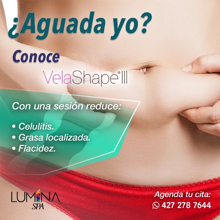 LuminaFitUp's tweet photo. Que te dejen en paz esas lonjitas y esa #celulitis. Conoce #VelaShapeIII y libérate. #LUMINAspa #spa #reducción #belleza #salud #SJR #Qro https://t.co/5XGcazQeZj