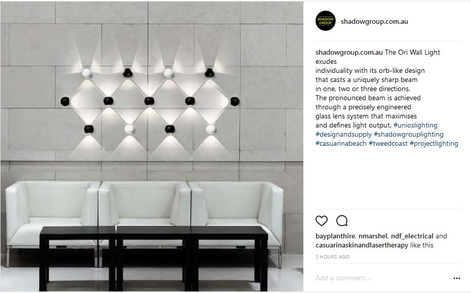 The Ori Wall Light exudes
individuality with its orb-like design
that casts a unique beam
in one, two or three directions.
<a href="/shadowgroupnsw/">shadowgroup.com.au</a>