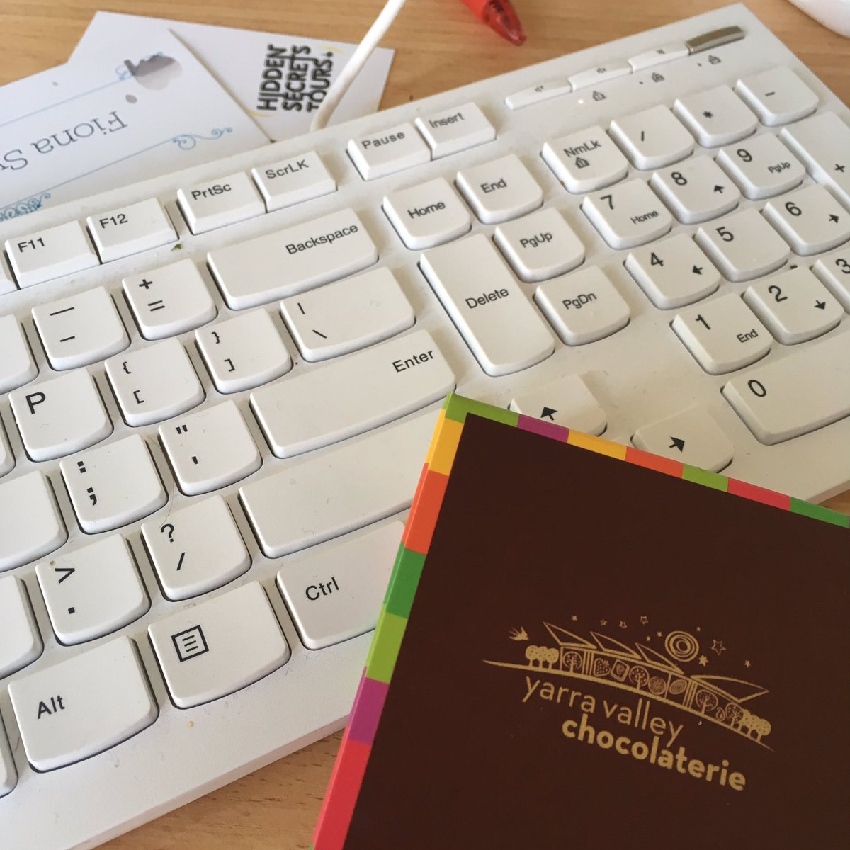 FSweetman_Melb's tweet photo. Always a lovely surprise to find the chocolates from the table in one pocket... #vecci @vicchamber thanks #Yarravalleychocolaterie https://t.co/dQQ4vqDnDD