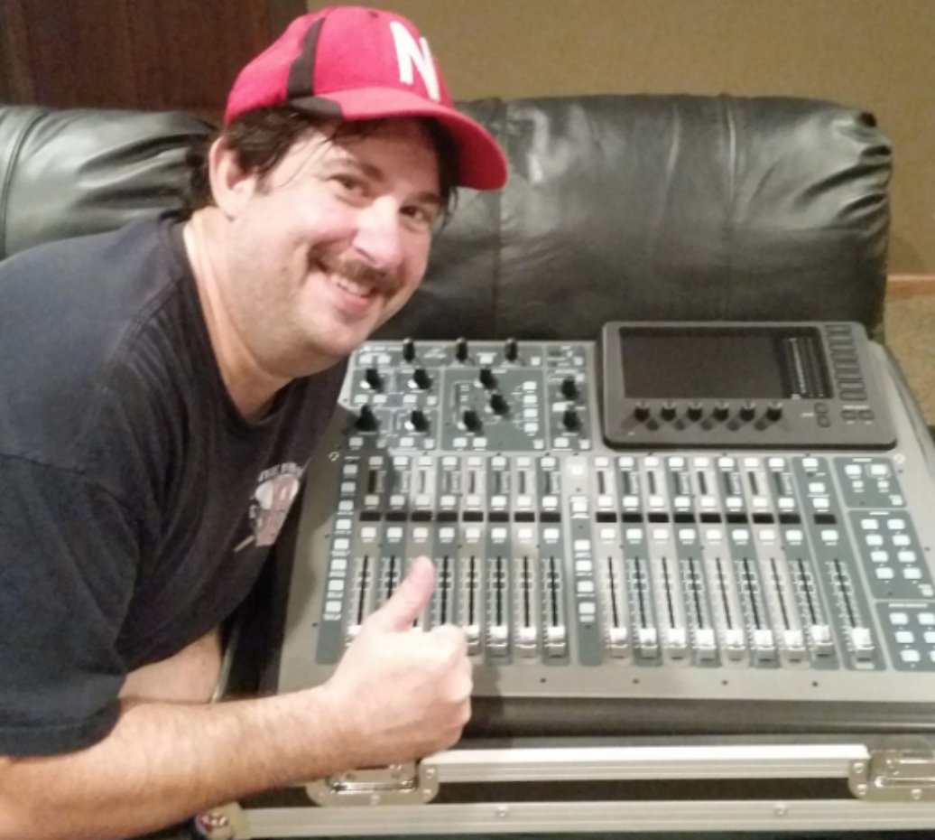 Behringer's tweet photo. Mike Tomek, our recent July winner of the #X32COMPACT said we made his wish list come true when we found out he won this! https://t.co/qCGxPC6BXX