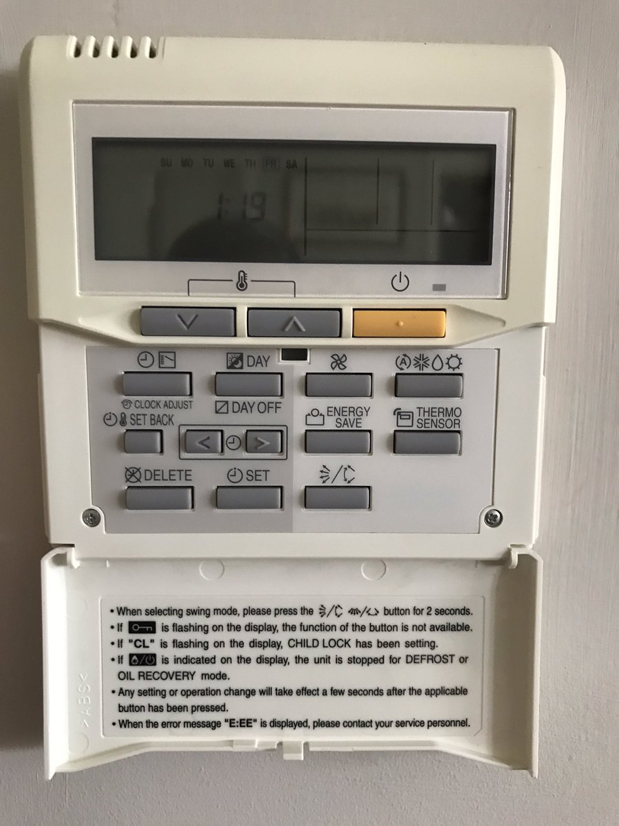gerrygwc's tweet photo. @fujitsu_uk can you please help ? We need a replacement wall controller for one of our A/C units as the flip down panel broke (Pic attached) https://t.co/zzY5jJb0hP