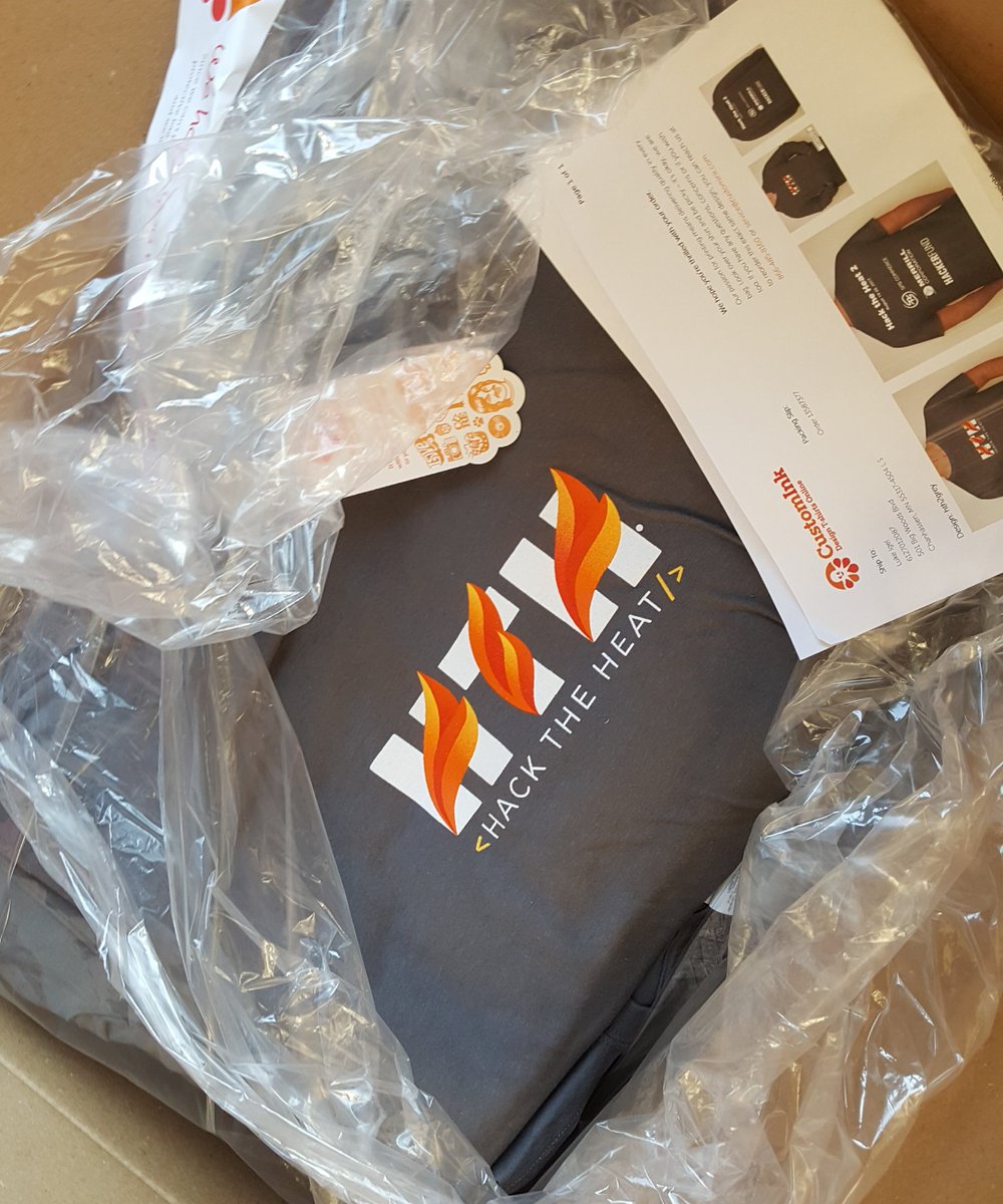 hacktheheat's tweet photo. Our t-shirts are looking real nice!  Thanks again to @david_lalor for the incredible design! https://t.co/nspcFiBRjD