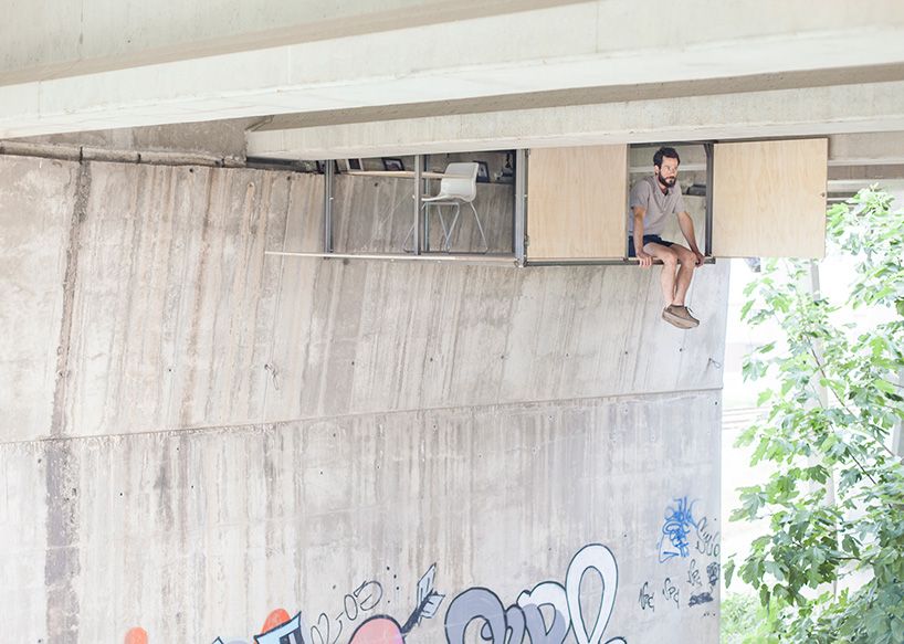 designboom's tweet photo. this designer has suspended a secret studio beneath a busy overpass in spain https://t.co/IZgmTDB4Rx https://t.co/dUCeKL5KVW
