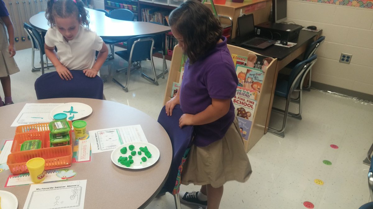 rweihe212's tweet photo. Second Graders creating artwork about summer fun.  Then they went on a gallery walk to learn more about their classmates. @FarmerDragons https://t.co/Dk2qksFV5z