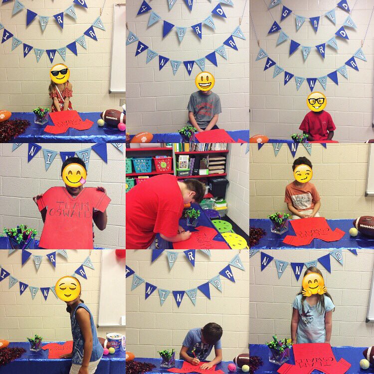 MrsKooswald's tweet photo. You might not be able to tell, but I had the CUTEST students sign to #teamoswald #4thgradesigningday #nolimits #meettheteacher @GESIndians https://t.co/rp5VuFFKG1