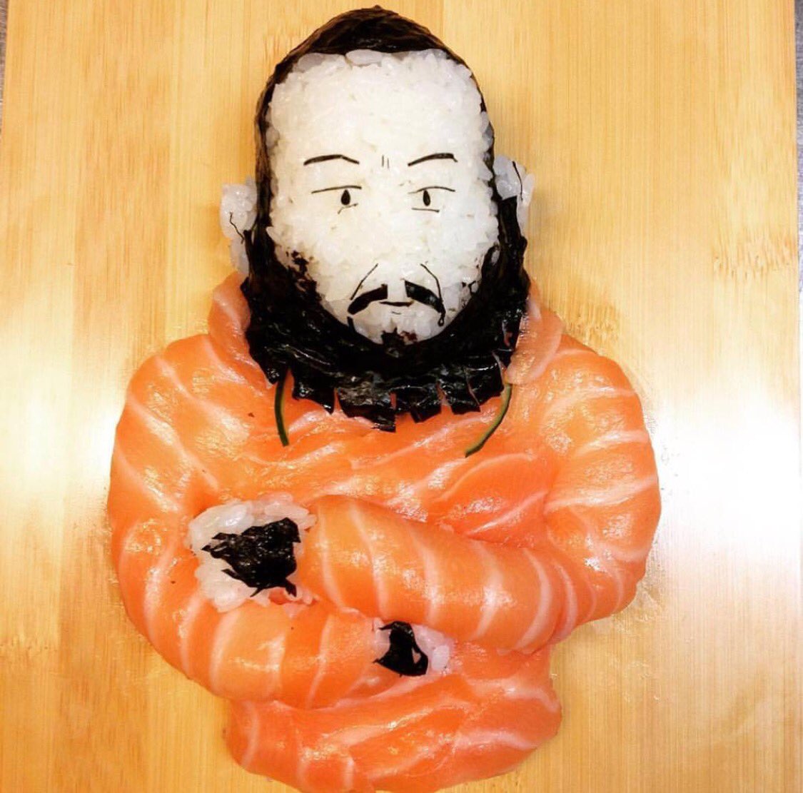 brothersbeyond's tweet photo. Action Bronson sushi sculpture by Yujia Hu https://t.co/t61uPJd6k0