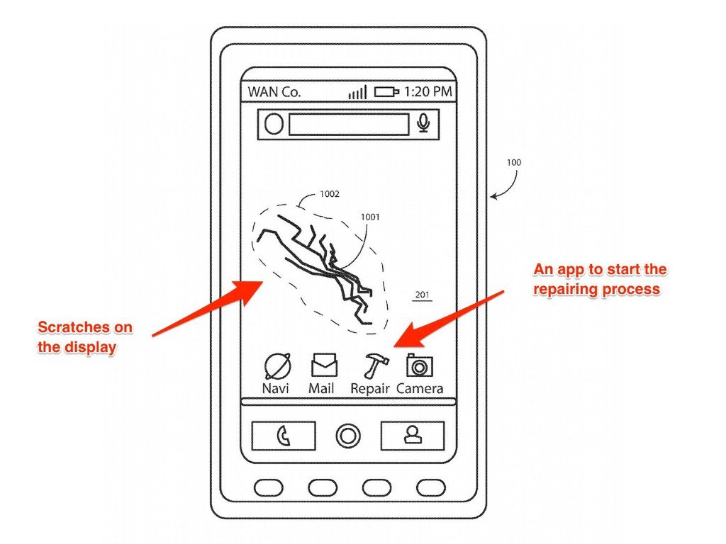gadtorade's tweet image. Motorola punya paten untuk self healing display, klik repair semalaman layar akan dipanaskan, layar baret2 bisa mulus lagi.