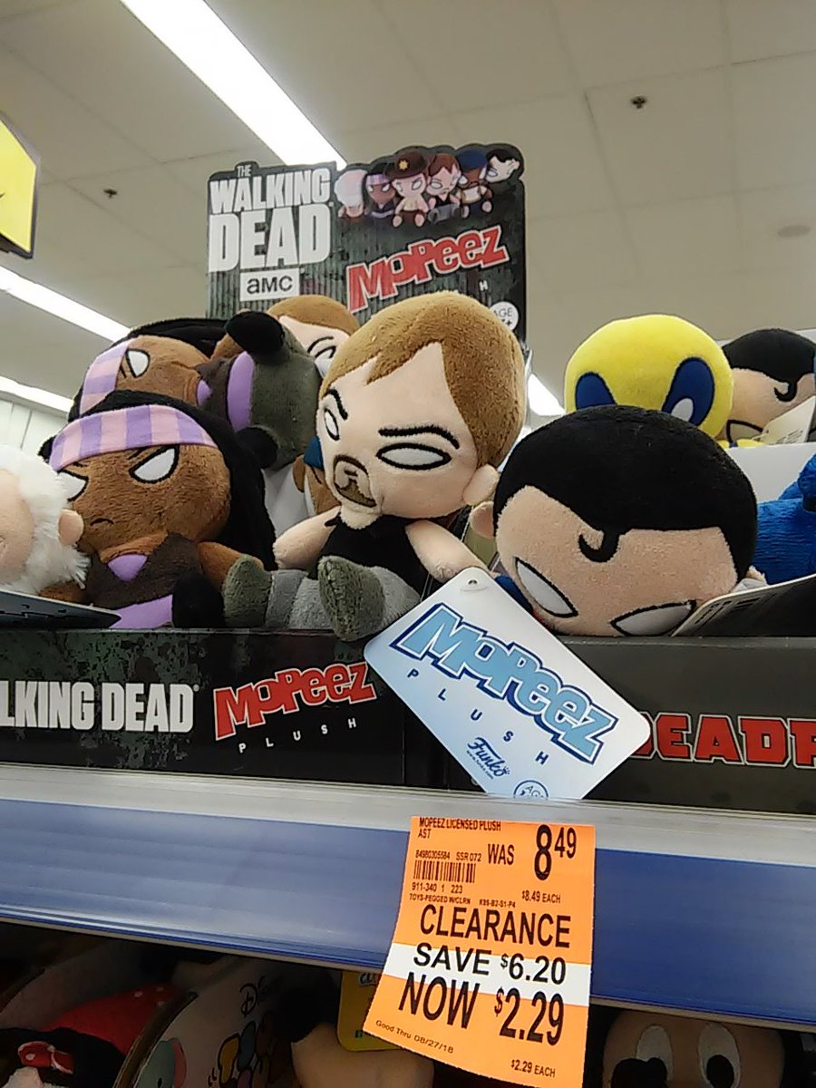 UndeadWalkingFS's tweet photo. Time to hit your local @Walgreens for #TheWalkingDead #Mopeez Plush from @funko, on clearance! https://t.co/F1iPsox6eO
