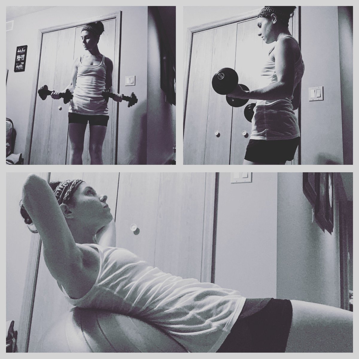 ACJonesMusic's tweet image. Not even close to a full workout, but I wanted to at least do something. #miniworkout  #yogaball #weights