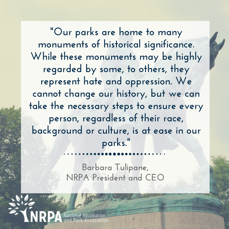 NRPA_news's tweet photo. NRPA Statement on Monuments in Public Parks: https://t.co/0k9EHkz9Pi https://t.co/BGIWjyIdPI