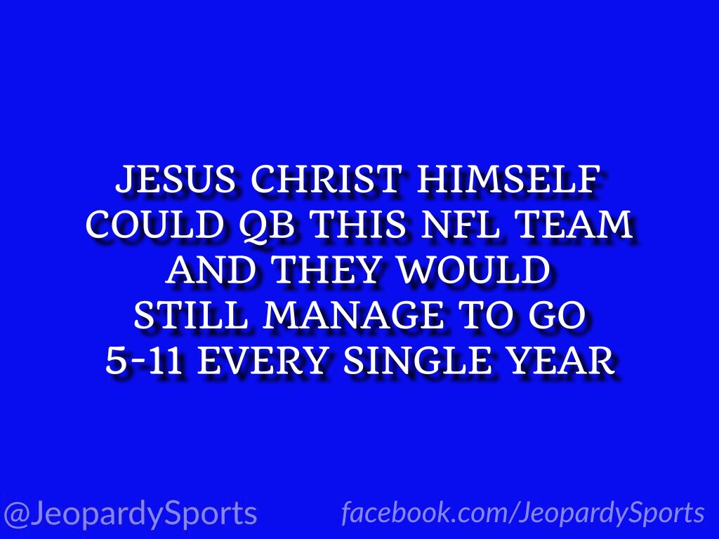 JeopardySports's tweet photo. "Who are: the Jacksonville Jaguars?"
#JeopardySports #Jaguars https://t.co/6IBX6bNAQE