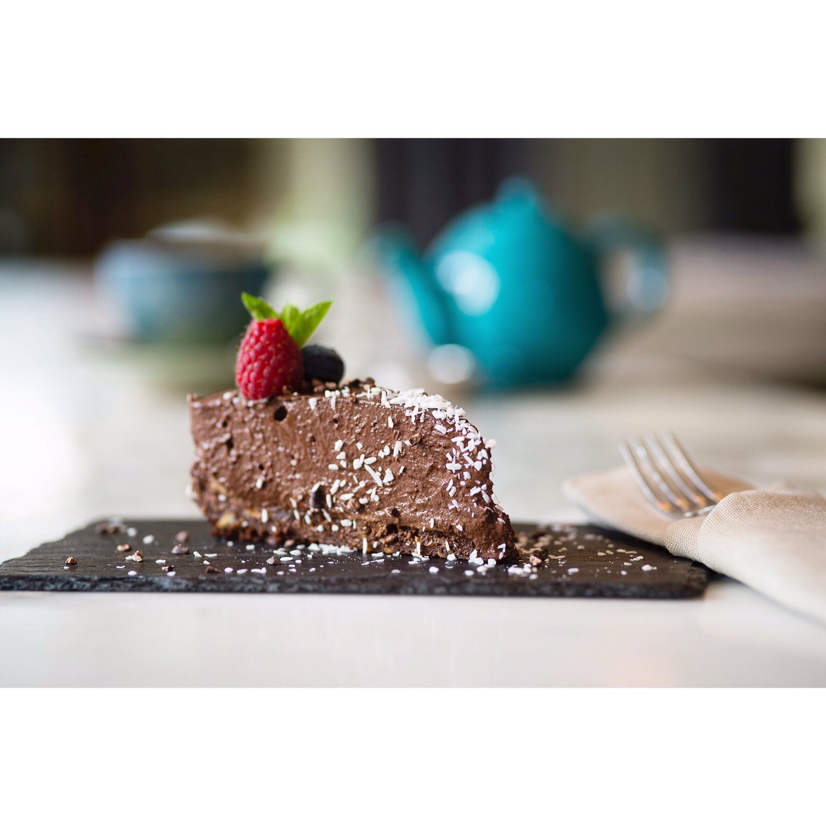 limewoodhotel's tweet photo. Mmmm! A Friday treat at Raw and Cured  🍫 Raw Chocolate cake best served with tea..or a glass of fizz #rawandcured #limewood https://t.co/09KbPpokiV