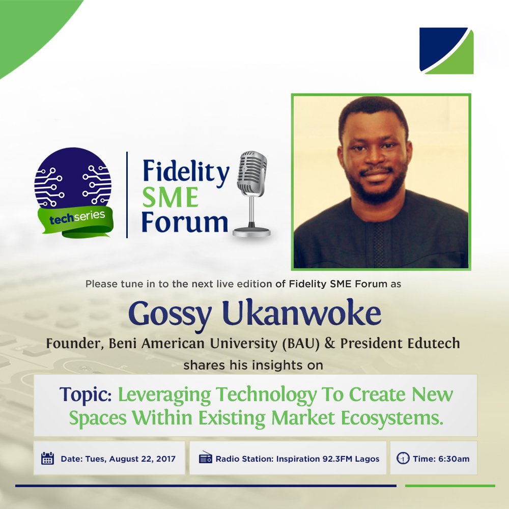 fidelitysmes's tweet photo. Join @gossyomega as he shares his #insights on Leveraging #Technology to create New Spaces in Existing Market #ecosystems #FidelitySMEforum https://t.co/td5xh8uAPk
