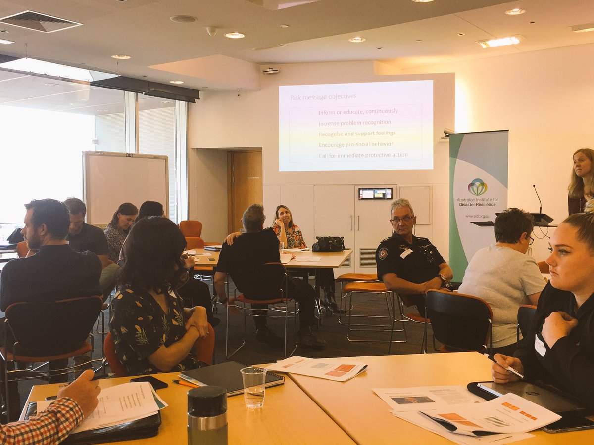 lisakingsberry's tweet photo. How to create effective risk &amp; hazard msgs w'shop today. Brilliant &amp; informative and with the lovely @AmishaMehta @AIDR_News @QUT #DRR https://t.co/nt4k8I0OrT