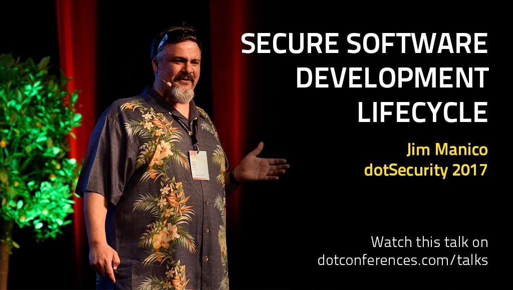 dotsecurityio's tweet photo. Talk from Jim Manico @manicode at dotSecurity 2017 about Secure Software Development Lifecycle is here! https://t.co/8xn5wbIShR https://t.co/cv8BrmdxKG