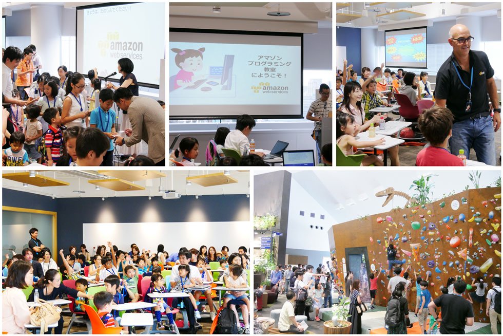 awscloud_jp's tweet image. 【今日は AWS ファミリーデー】今日は　AWS に勤務するスタッフのご家族をお迎えする毎年恒例のファミリーデーの日です！お子様には名刺交換やプログラミング教室、英会話体験など、盛り沢山のプログラムが用意され、楽しそうに参加する子供たちに私たちも癒されています！