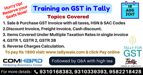 ComhardBusiness's tweet photo. Hurry up! Only Few Hours Left!
Get Training on GST In Tally!
Reserve Your Seat Now at https://t.co/cRJM0ZOB8n or You can do payment at event https://t.co/6p3y130vBb