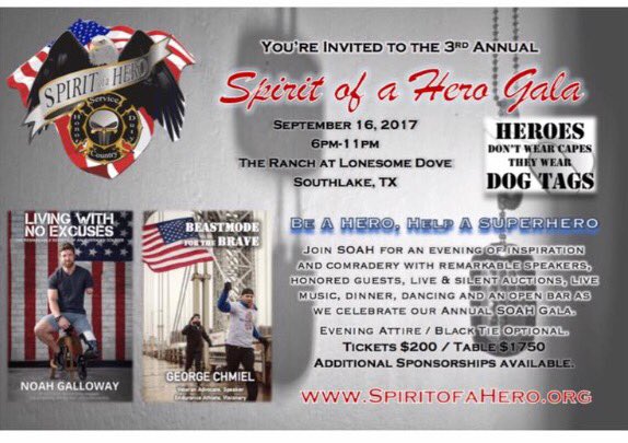 soahtx's tweet photo. Join us for the 3rd Annual Gala! Keynote speaker @Noah_Galloway raising $$ #wounded #Veterans https://t.co/vpWSqcCECJ