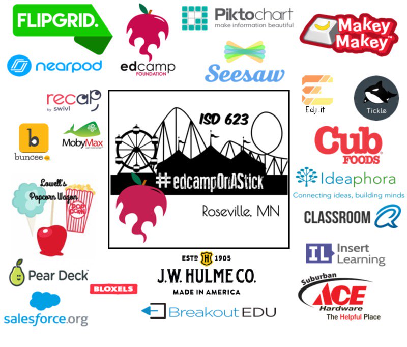 EdcampOnAStick's tweet photo. THANK Y😁U to ALL of our sponsors 4 making @ISD_623 's 1st #EdCampOnAStick a reality &amp; such a success! 🎡🍡🎉 https://t.co/OEtgm0hQUd