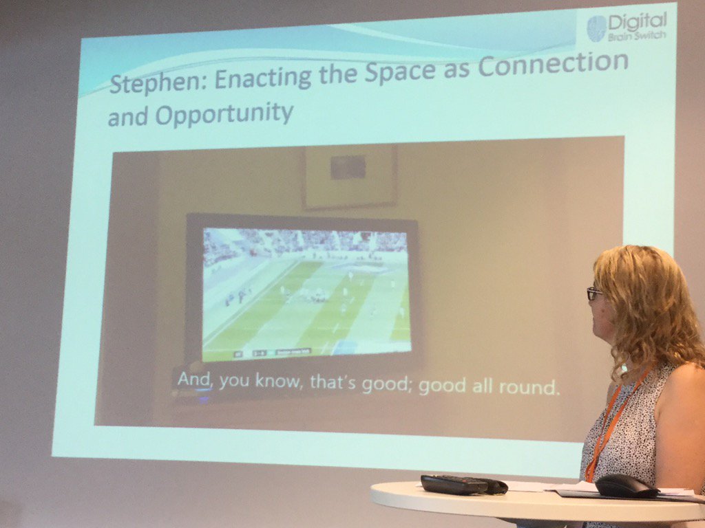 DrRWhiting's tweet photo. enacting (digital) space as connection &amp; opportunity v as contested &amp; exposing/egalitarian @GillianSymon #WORK2017fi https://t.co/5opEXwipDn
