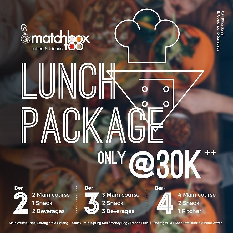 MatchboxToo's tweet image. Swipe ⏩⏩⏩
Mau yg buy 1 get 1 free pasta atau yg Lunch package juga boleh.. Sama2 hematnya kok 😊
#matchboxtoo #surabayacafe #kulinersurabaya
