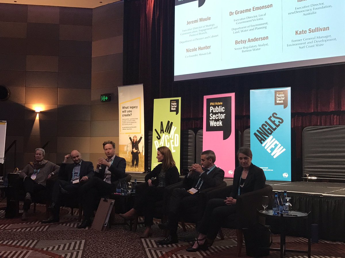 SashaALord's tweet photo. A great panel guiding us through a live Participatory Democracy process. #ipaa #publicsectorweek https://t.co/4nE3PqBPdT