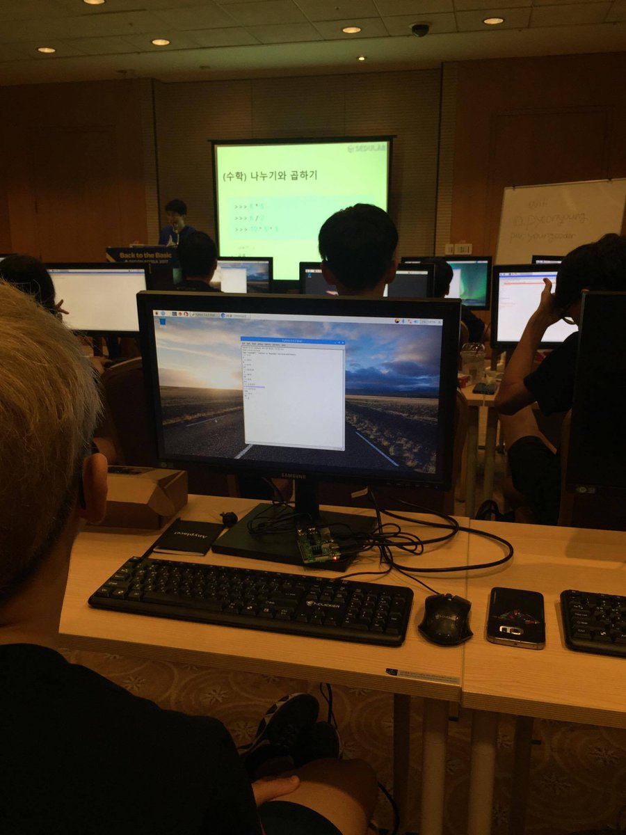 sujinleeme's tweet image. Young #coders become #pythonista in #youngcoder program with @bshaurette&apos;s tutorial in #pyconkr! They learnt #python on #raspberryPi 🐍👩‍💻👨‍💻
